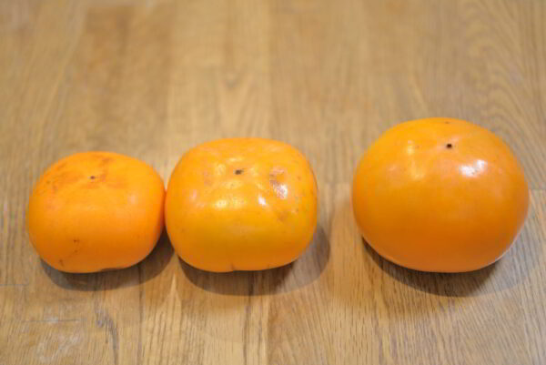 平たね柿と富有柿の大きさの違い
