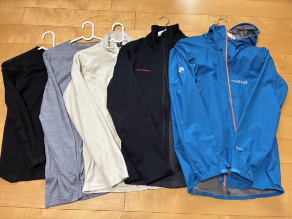 明神平で使用したレイヤリングの画像